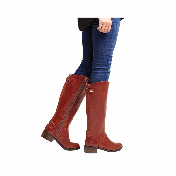 Merona Riding Tall Knee-High Boots, Cognac 7.5 / 8 - Picture 2 of 7